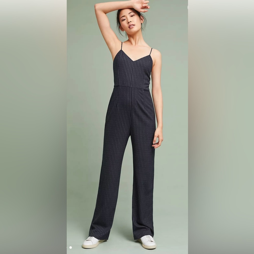Anthropologie Essential Pinstriped Jumpsuit Size 0